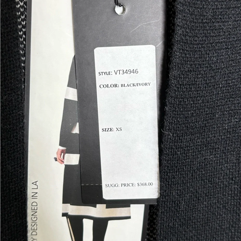 BN9 Vertigo Colorblock Long Cardigan Open Knit Black XS NWT‎